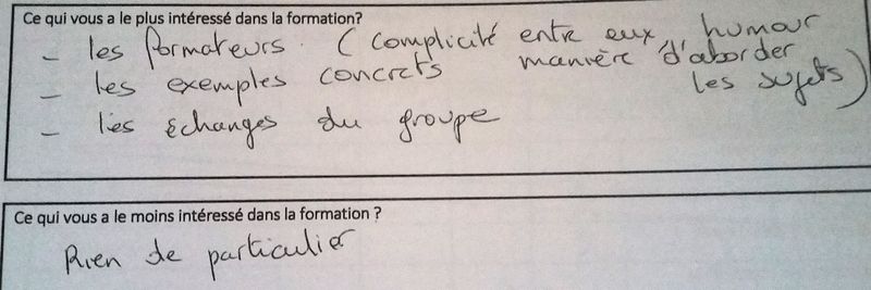 evaluation d'un ancien stagiaire