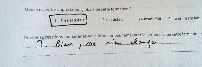 evaluation d'un ancien stagiaire