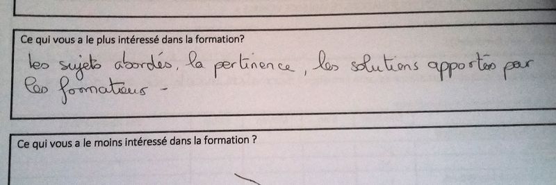 evaluation d'un ancien stagiaire