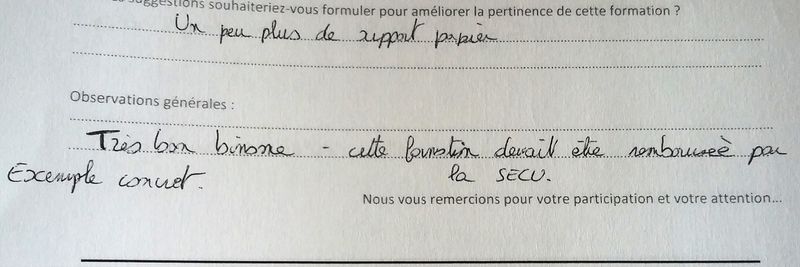 evaluation d'un ancien stagiaire