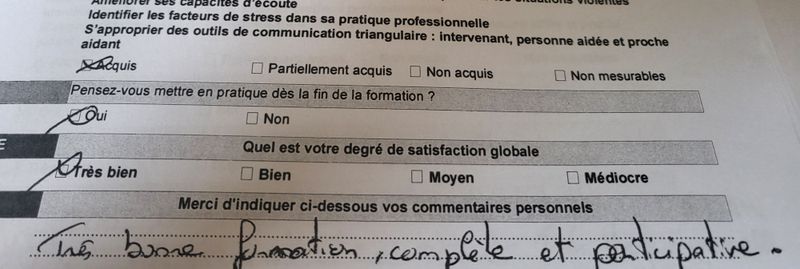 evaluation d'un ancien stagiaire