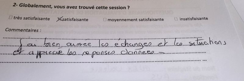 evaluation d'un ancien stagiaire