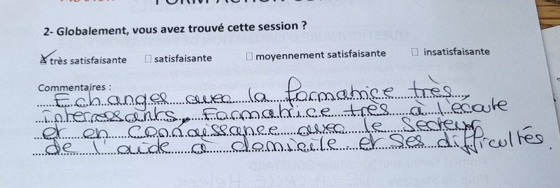 evaluation d'un ancien stagiaire
