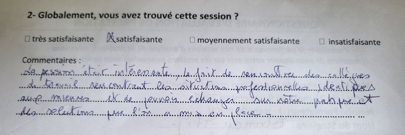 evaluation d'un ancien stagiaire