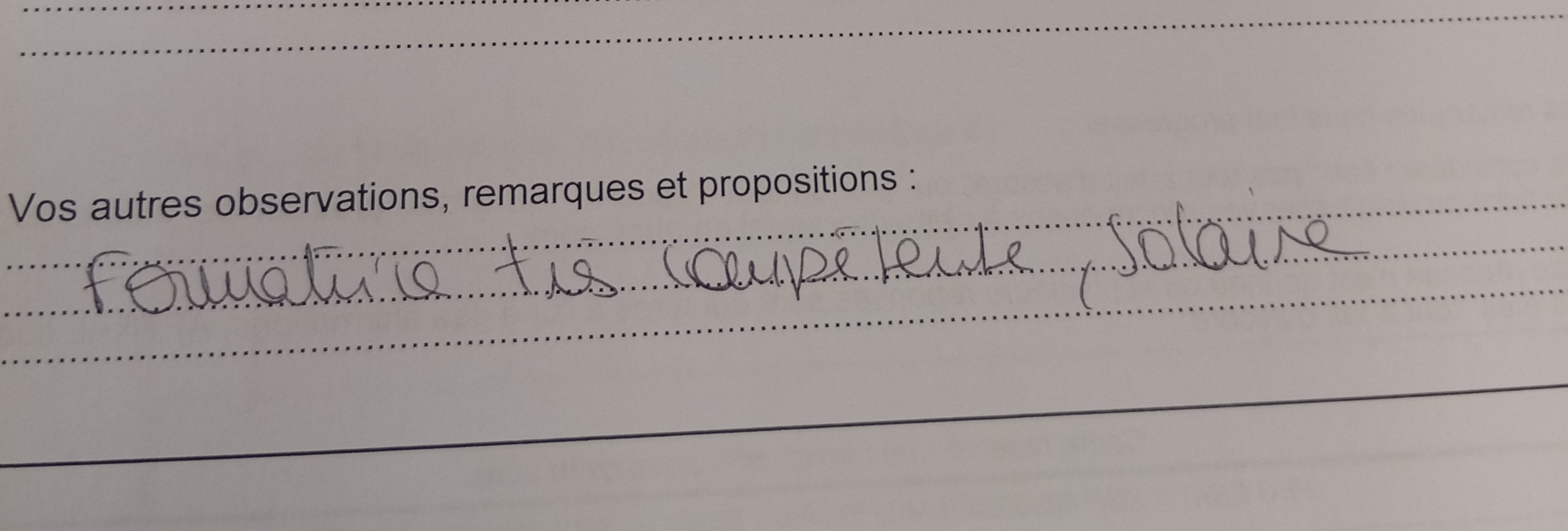 evaluation d'un ancien stagiaire
