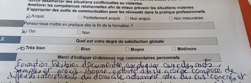 evaluation d'un ancien stagiaire