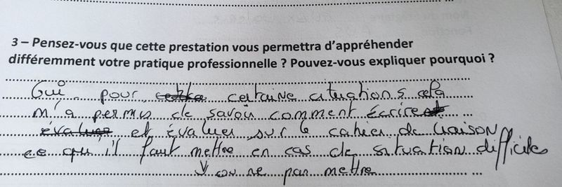 evaluation d'un ancien stagiaire