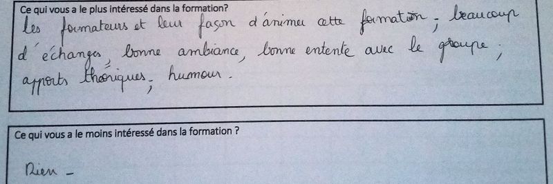 evaluation d'un ancien stagiaire